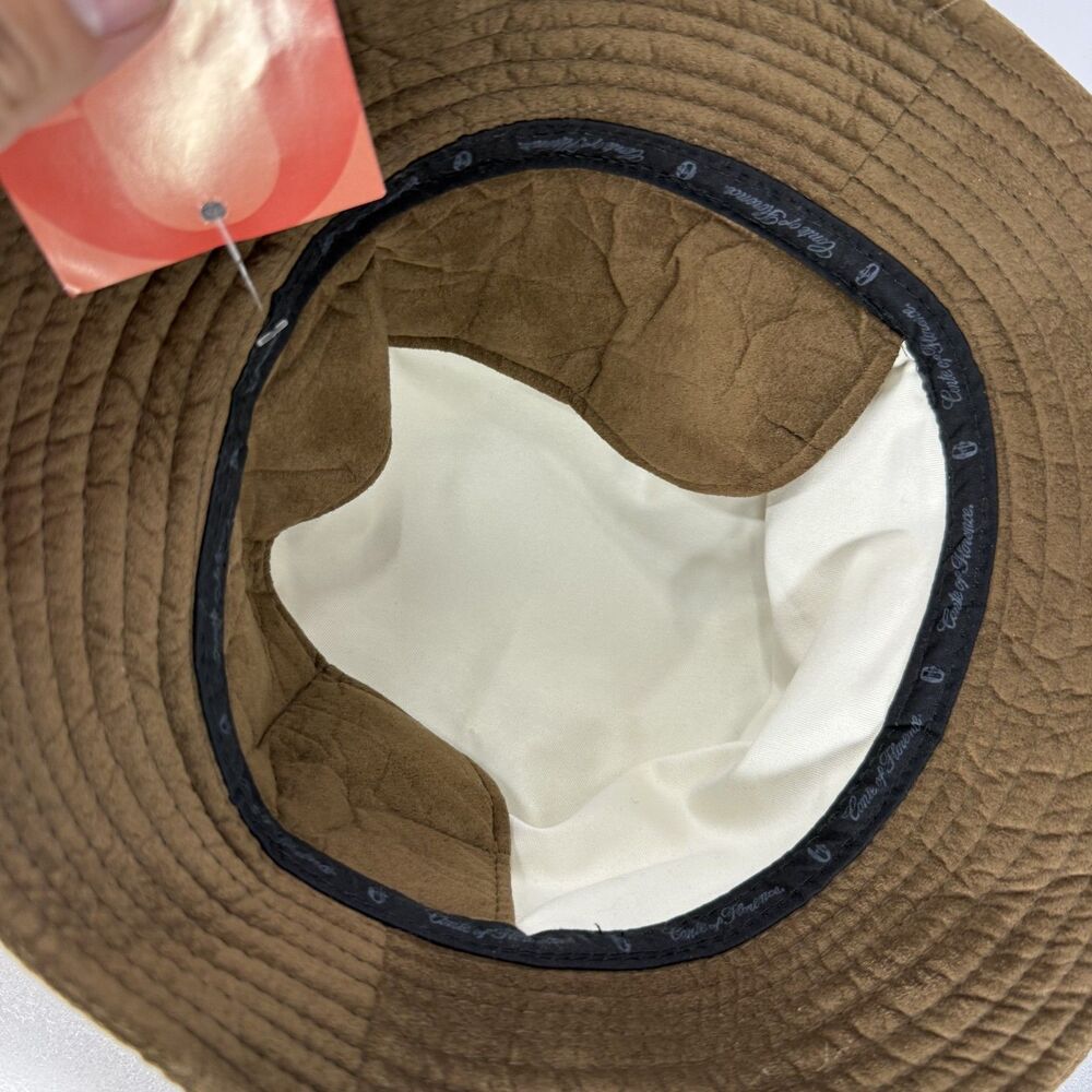 Conte Of Florence Bucket Hat Men Size 58 Cloche Brown Italy Neck Flap Sample - Picture 8 of 9